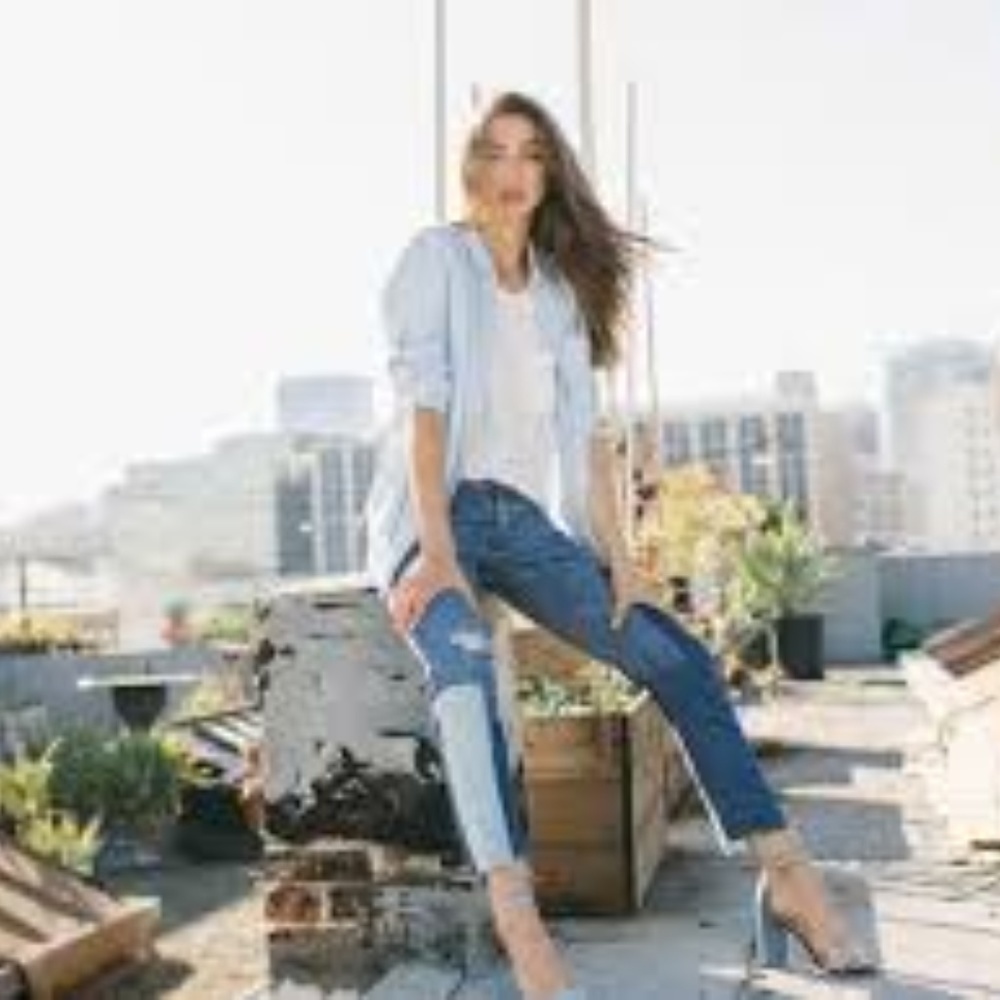 NWT Dear John Riley Size 29 jeans Highrise Savana Patchwork Ankle frayed Raw Hem
